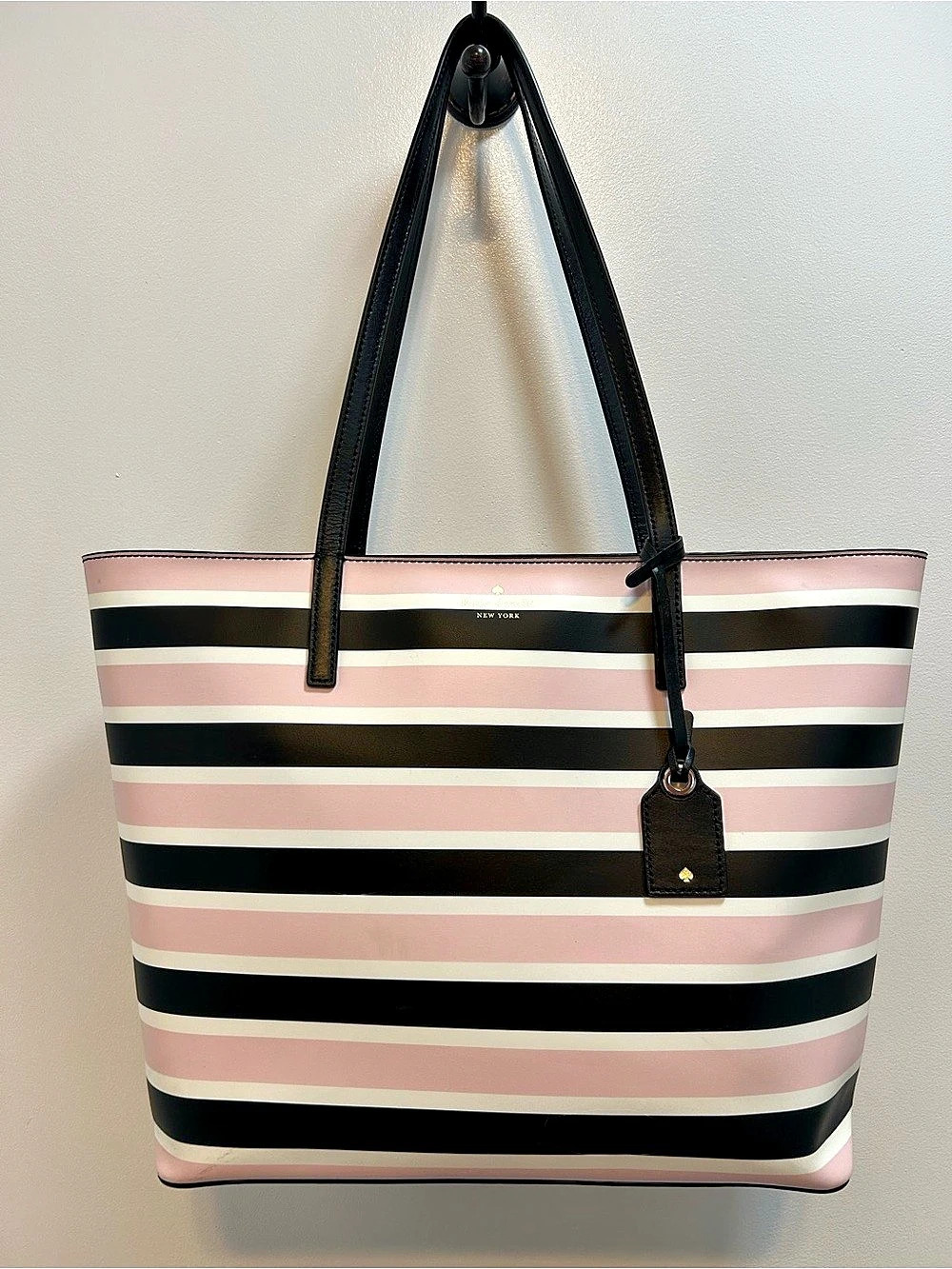 kate spade Janie medium Striped Tote in Pink & Black